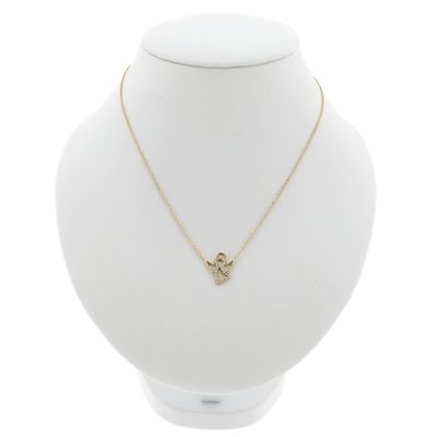 18K gold anchor link necklace with a fixed pendant; angel with zirconia | 35 cm Image 1 of 18K gold anchor link necklace with a fixed pendant; angel with zirconia | 35 cm