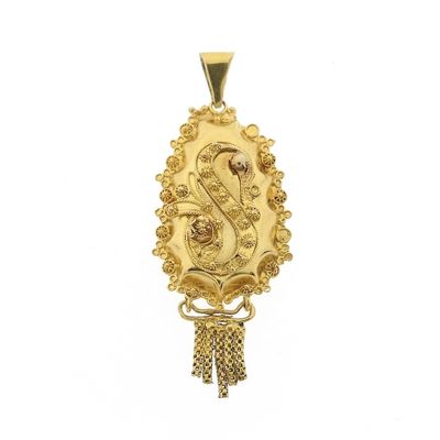Image 1 of Antique gold pendant of a hat bell