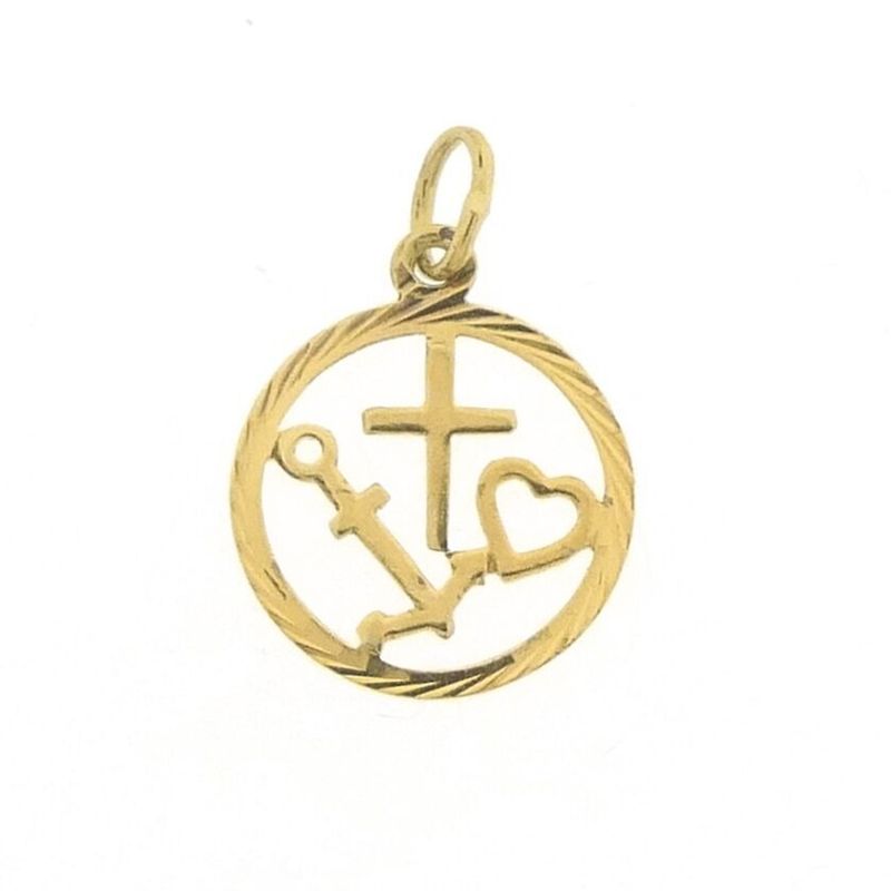 Image 1 of Gold pendant; Faith, hope, and love