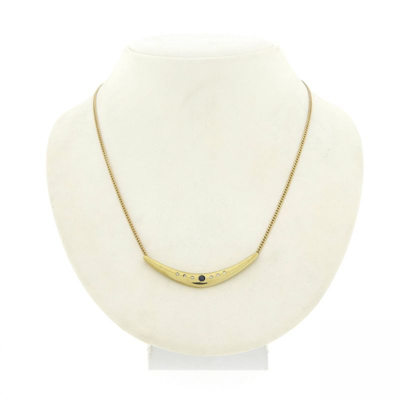 Image 1 of 8K sapphire and diamond necklace; 0.06 ct. | 43 cm