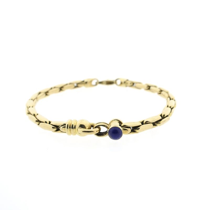 Image 3 of Vintage gold anchor link bracelet with lapis lazuli | 19.5 cm