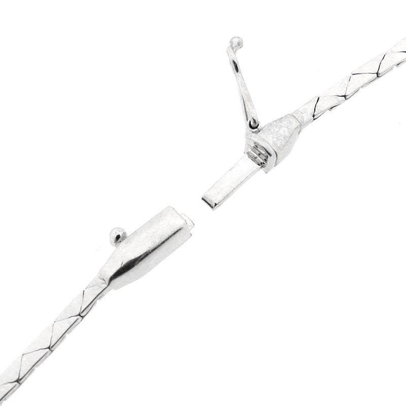 Image 9 of White gold necklace with fixed pendant of sapphires and diamonds; 0.14 ct.