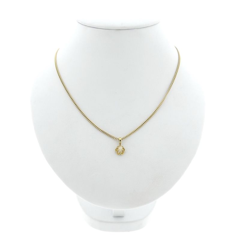 Image 3 of Gold minimalist pendant with diamond; 0.01 ct.
