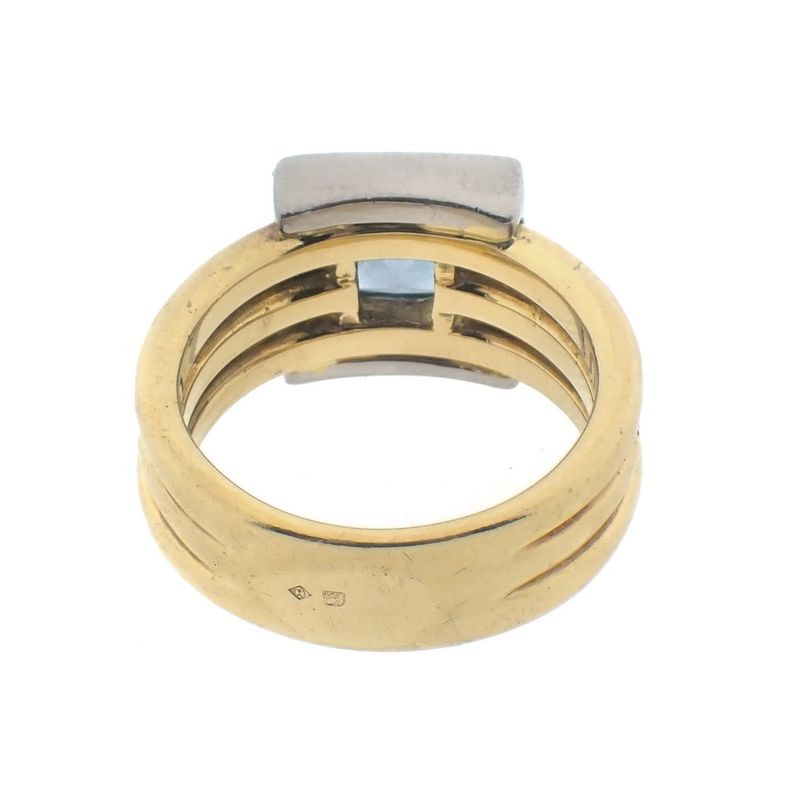 Image 8 of Two-tone gold ring with topaz and diamonds; 0.12 ct.