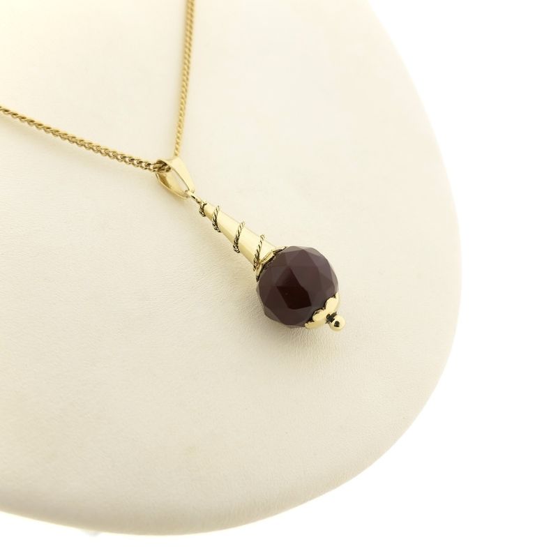 Image 9 of Vintage gold bullet pendant with carnelian