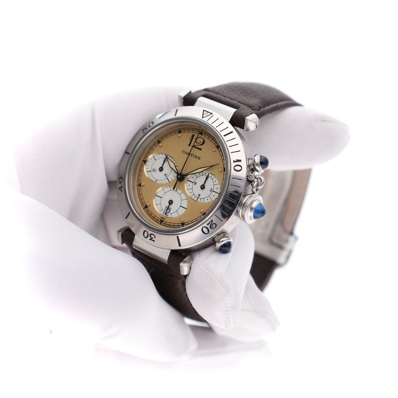 Afbeelding 6 van Cartier Pasha Chronograph 1050 / W31004H3; Unisex Horloge