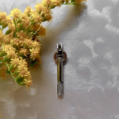 Image 2 of Two-tone gold pendant with diamond; 0.05 ct.