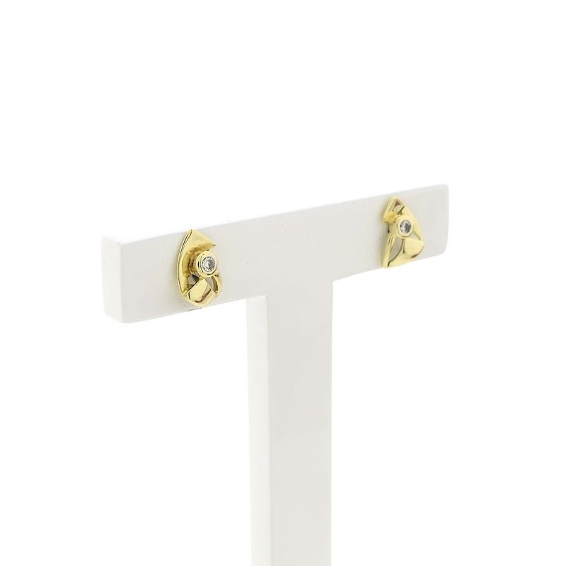 Image 3 of Gold fantasy stud earrings with diamond 0.08 ct.