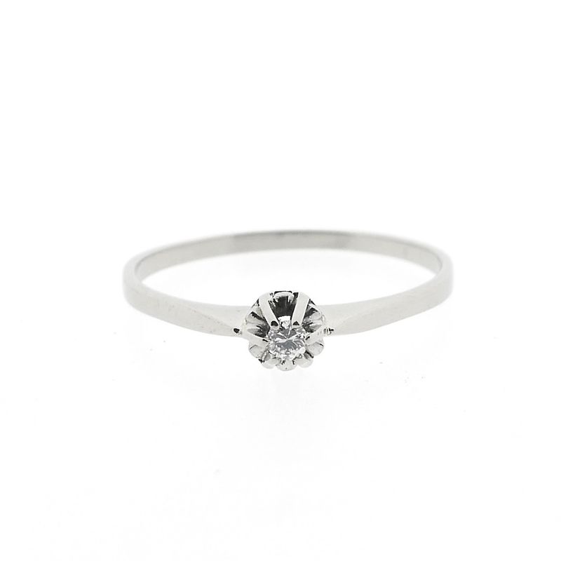 Image 3 of White gold solitaire ring with diamond | 0.05 ct.