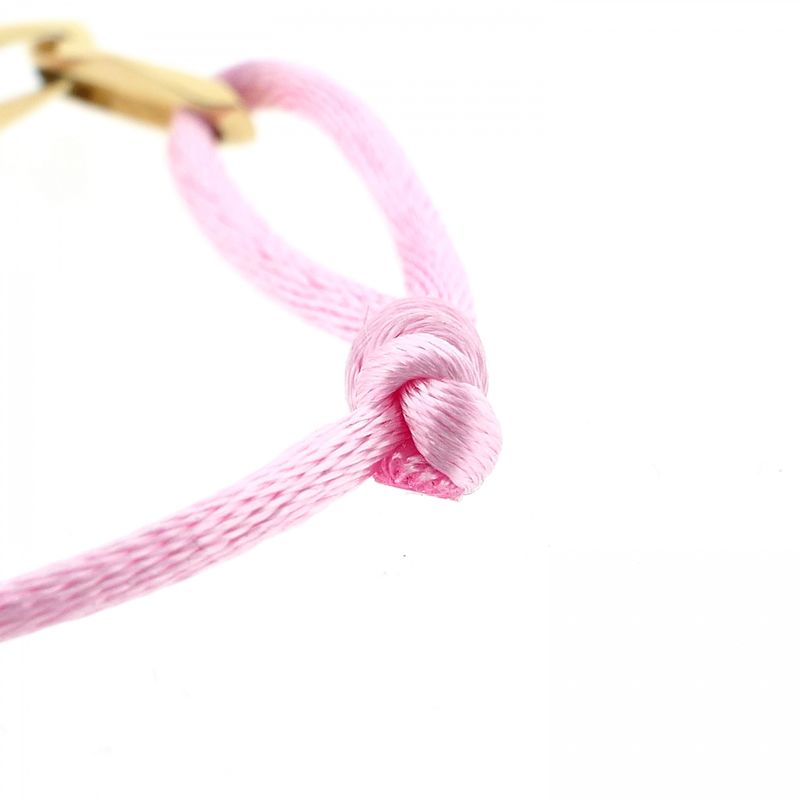 Image 5 of Forever Knots® Handmade Pink Satin Bracelet with Gold Link
