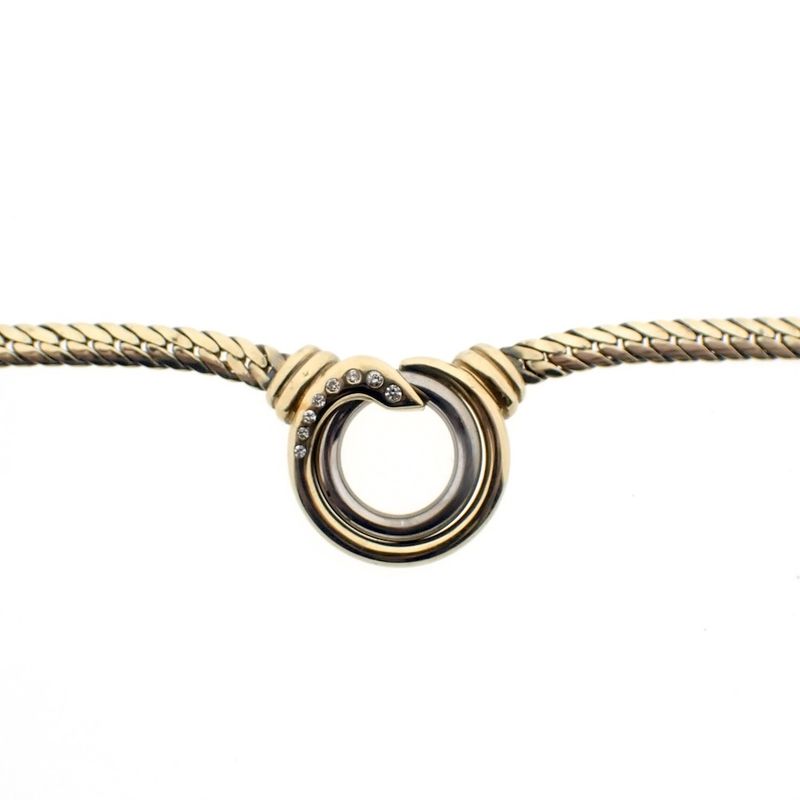 Image 9 of Gold necklace with a fixed pendant and diamonds | approx. 0.04 ct. | 45 cm