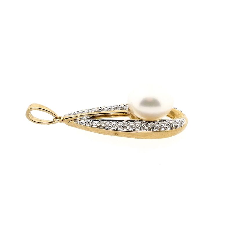 Afbeelding 8 van 9 Karaat hanger met barokparel en diamanten; 0,05 ct.