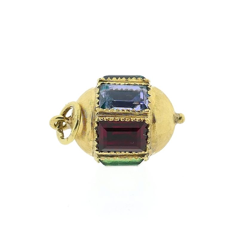 Image 8 of 18 ct. Gold Oriental pendant with colored zirconias