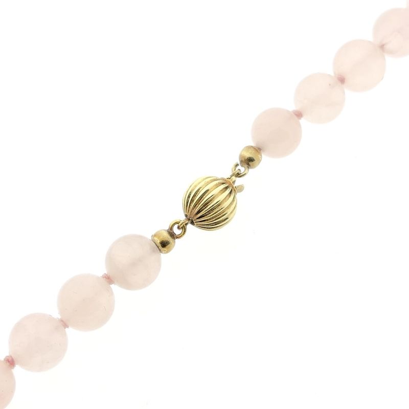 Image 7 of Rose quartz bead necklace with gold decorative clasp