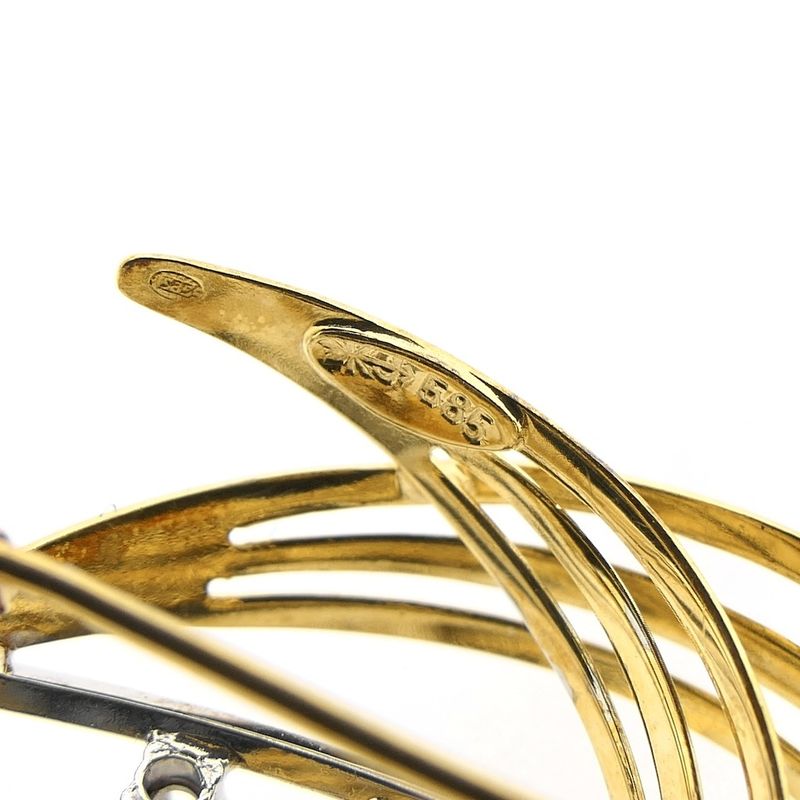 Image 5 of Two-tone gold fantasy brooch with diamonds; 0.02 ct.