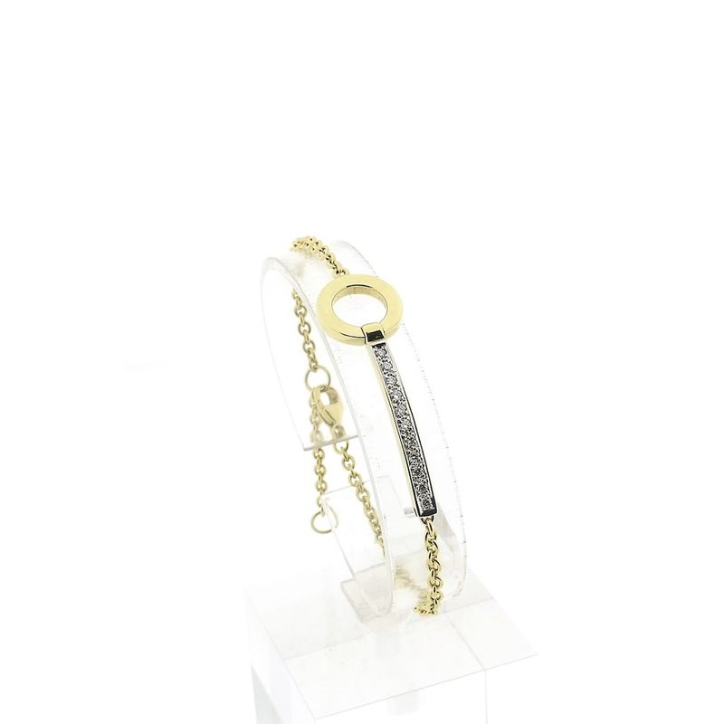 Image 1 of Gold anchor link bracelet with diamond; 0.275 ct. | 18-21 cm