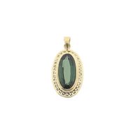 Gold pendant with synthetic green gemstone