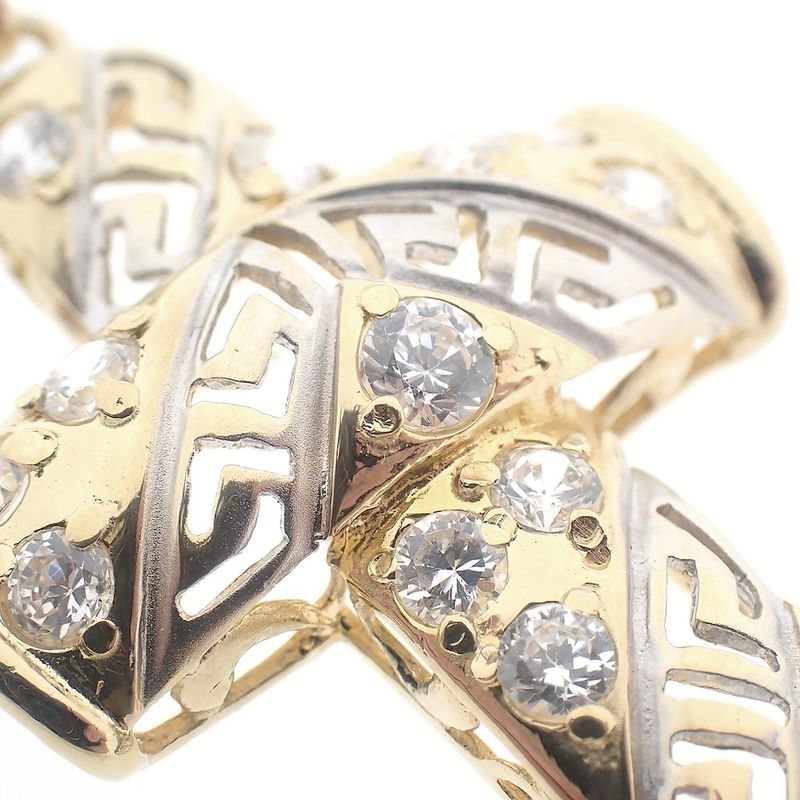 Image 5 of Two-tone gold cross with zirconia