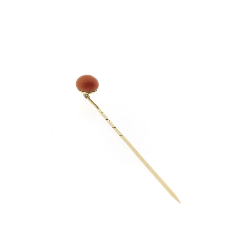 Image 2 of Gold lapel pin with blood coral