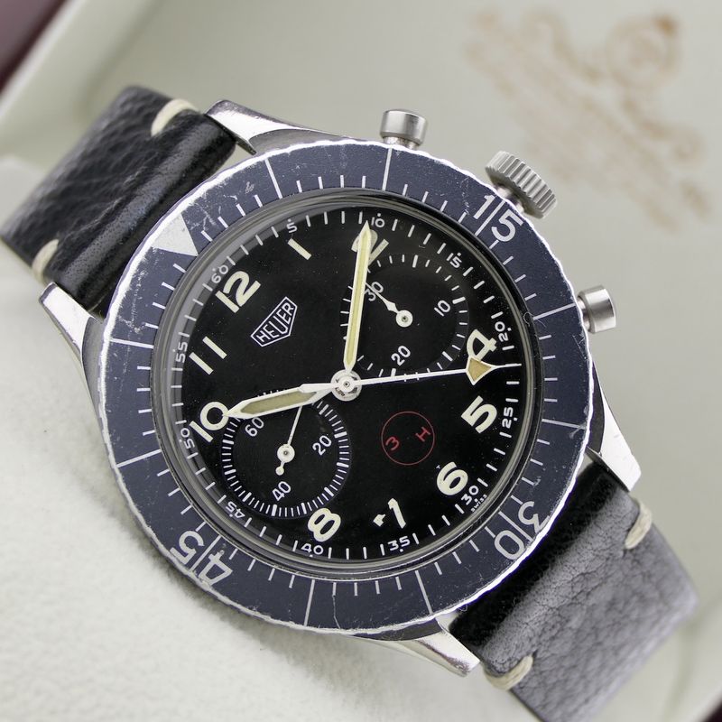 Image 5 of Heuer Bundeswehr Fly-back 1550SG; Vintage chronograph men's watch