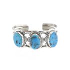 Image 1 of Silver Bohemian Cuff Bracelet with Turquoise | Size S/M