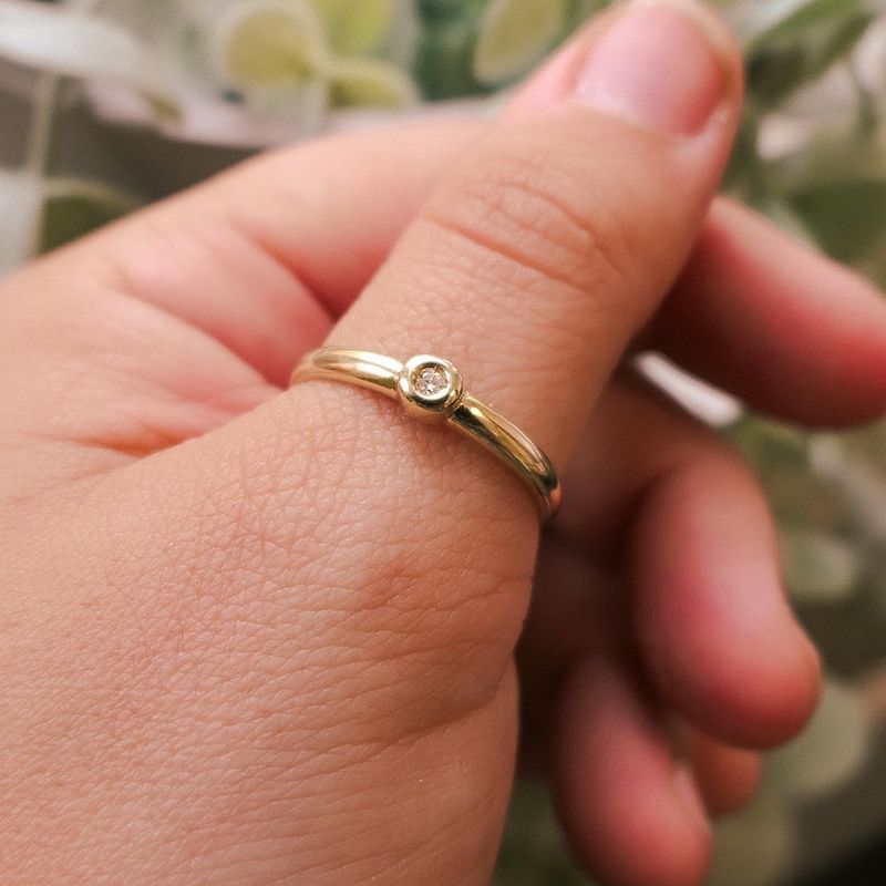 Image 4 of Gold solitaire ring with diamond | 0.03 ct.