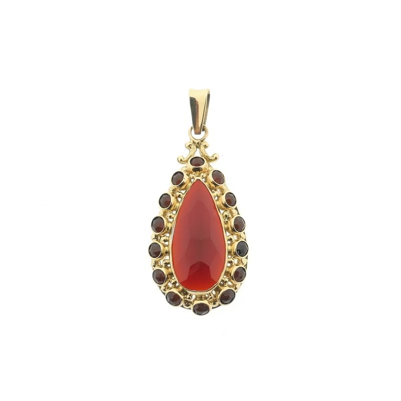 Image 1 of Vintage gold entourage pendant with carnelian