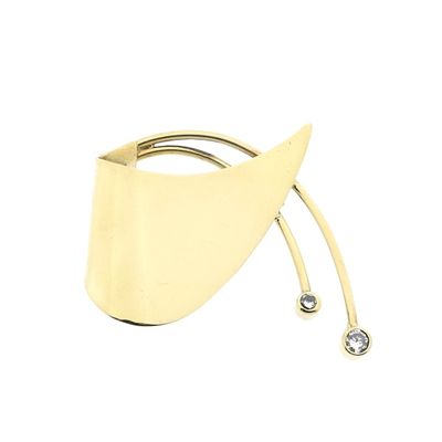 Image 1 of Gold abstract brooch with zirconia