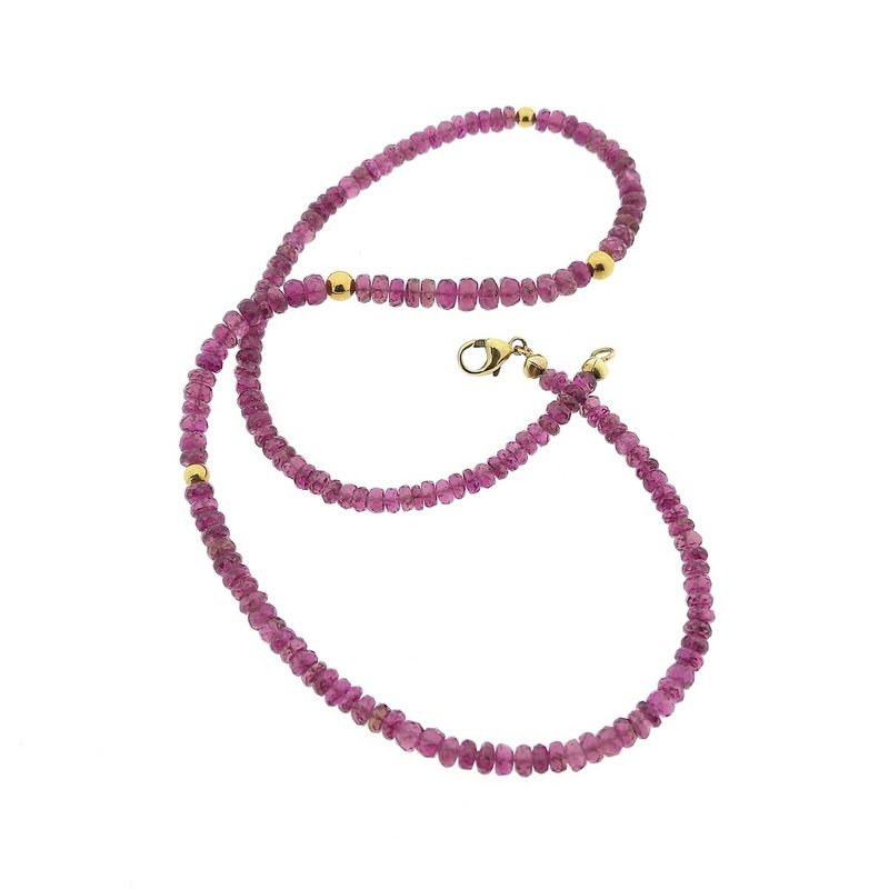 Image 10 of Pink tourmaline beaded necklace with gold clasp | 45.5 cm