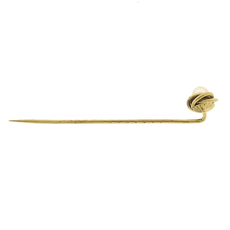 Image 4 of Gold lapel pin, tie pin with pearl