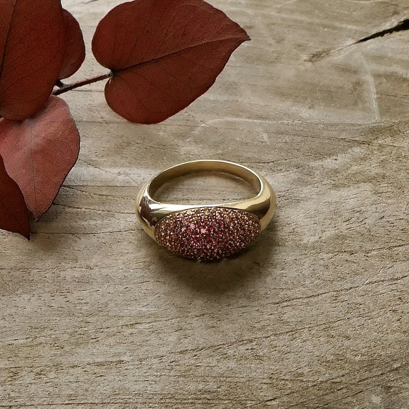 Image 2 of Gold ring pavé with pink tourmaline