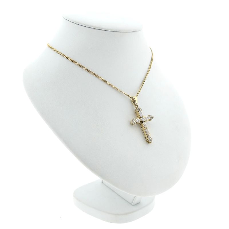 Image 4 of Gold pendant of a cross with zirconia