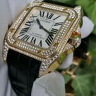 Image 25 of Cartier Santos 100 XL Automatic 2732 - W20071Y1; 18k gold watch with diamond setting