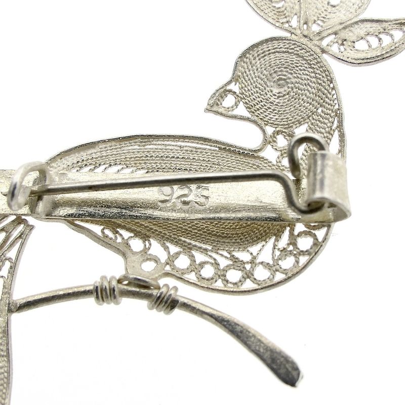 Image 4 of Vintage/antique bird brooch; filigree technique