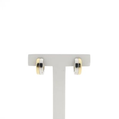 Image 1 of Two-tone gold earrings; Ø 14.5 mm