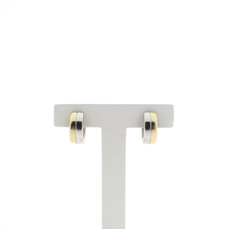 Image 1 of Two-tone gold earrings; Ø 14.5 mm