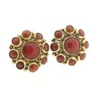 Image 7 of Gold stud earrings with red coral