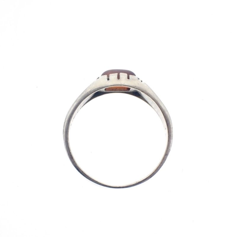 Image 7 of Silver ring with orange zirconia and Maori pattern