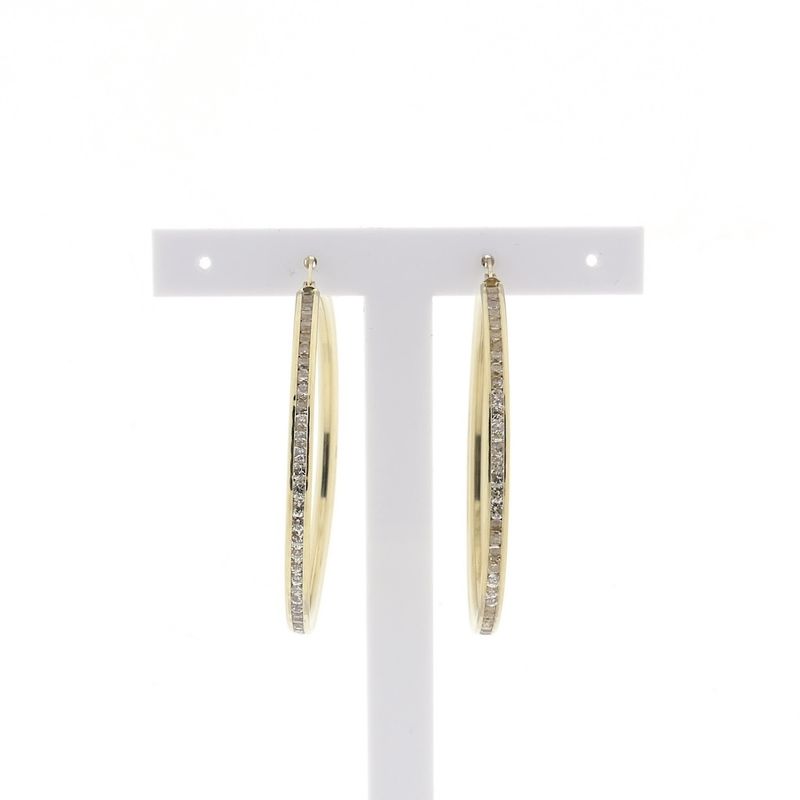 Image 3 of Gold earrings with zirconia; Ø 51.5 mm