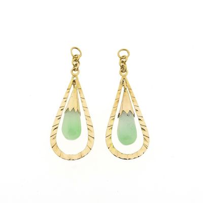 Image 1 of Gold Jade Earrings | Vintage