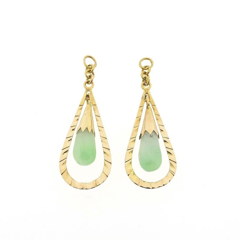 Image 1 of Gold Jade Earrings | Vintage