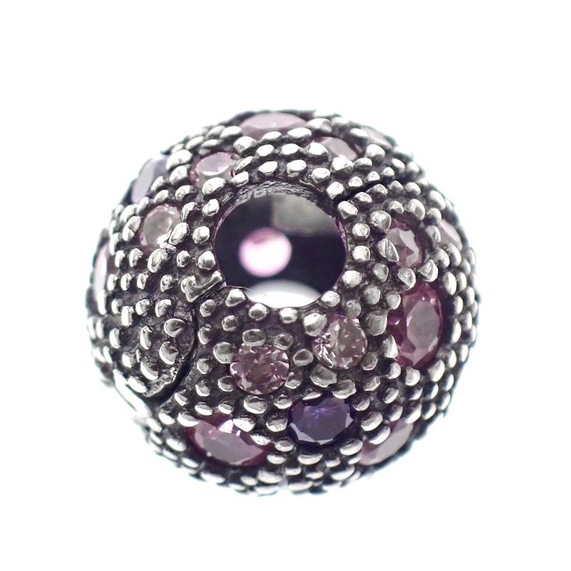 Image 3 of Pandora clip charm; Silver; Fancy Purple Cosmic Stars