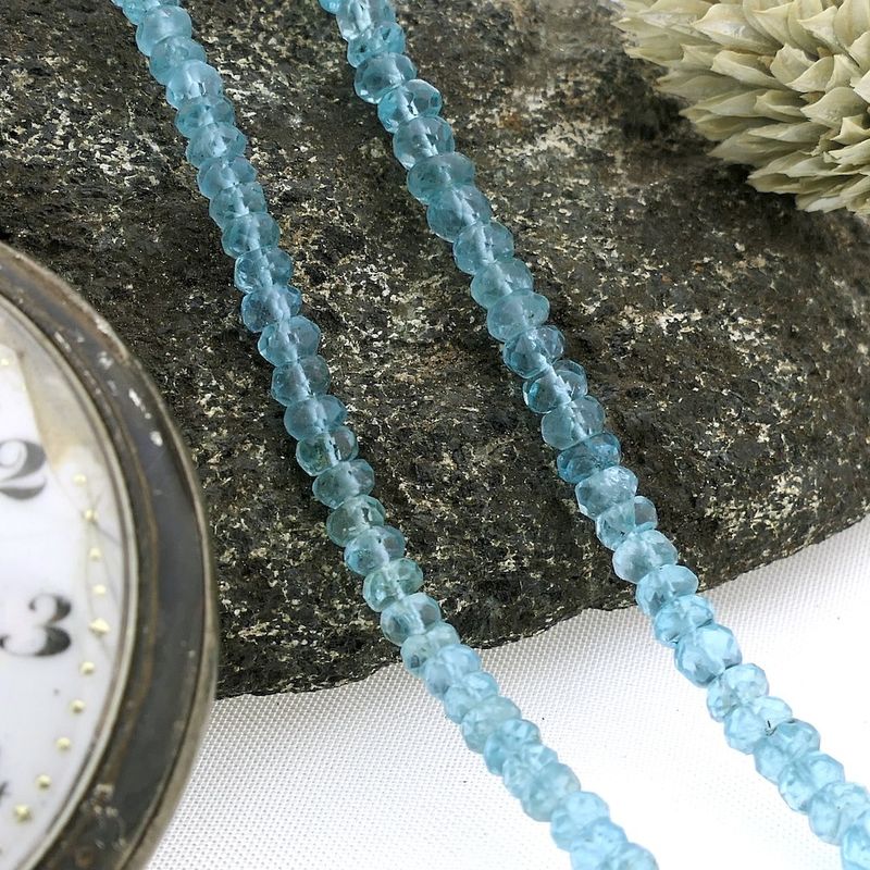 Image 11 of Light blue topaz bead necklace with gold clasp