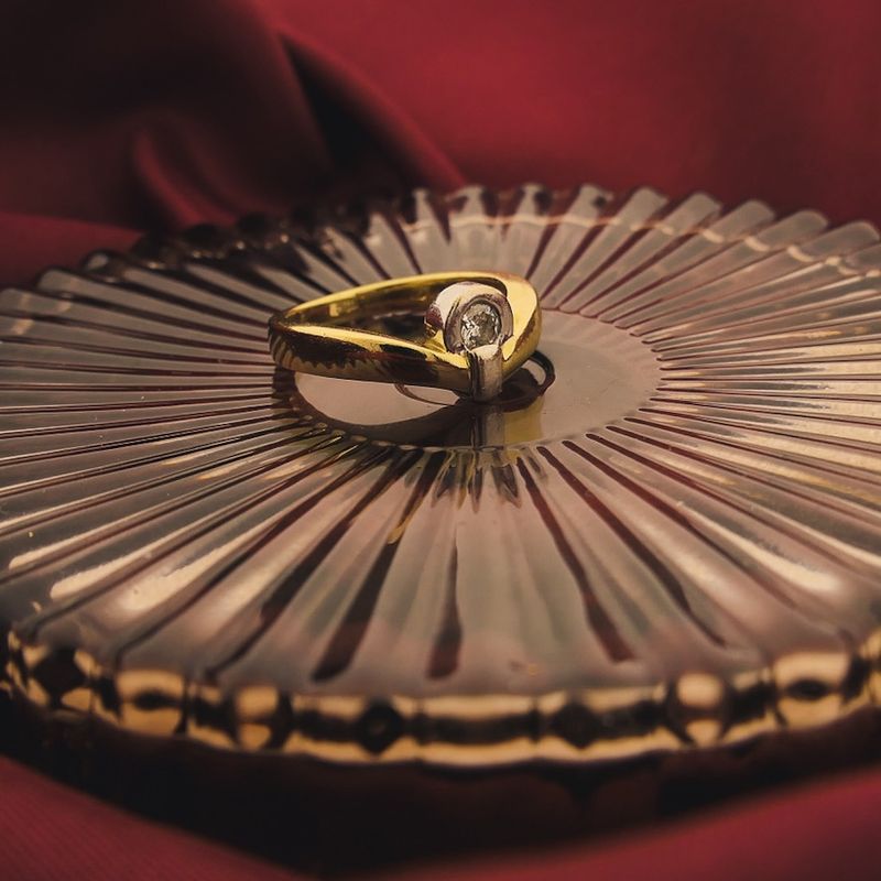 Image 2 of Two-tone gold ring with diamond; 0.15 ct.