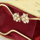 Image 5 of Gold floral stud earrings with pearl