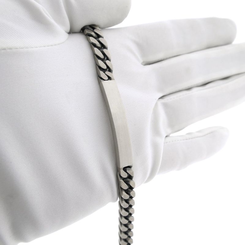 Image 2 of Silver robust gourmet link bracelet with engraving plate; Men