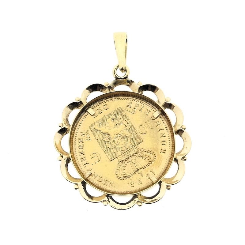 Image 3 of Gold pendant of 10 guilder coin with King William III