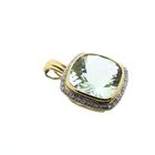 Image 3 of Vintage gold pendant with prasiolite and diamonds; 0.08 ct.