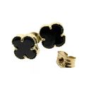 Image 5 of Golden clover 4 stud earrings with onyx