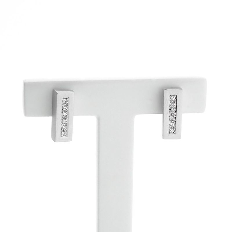 Image 1 of Gold stud earrings set with diamonds; 0.12 ct.